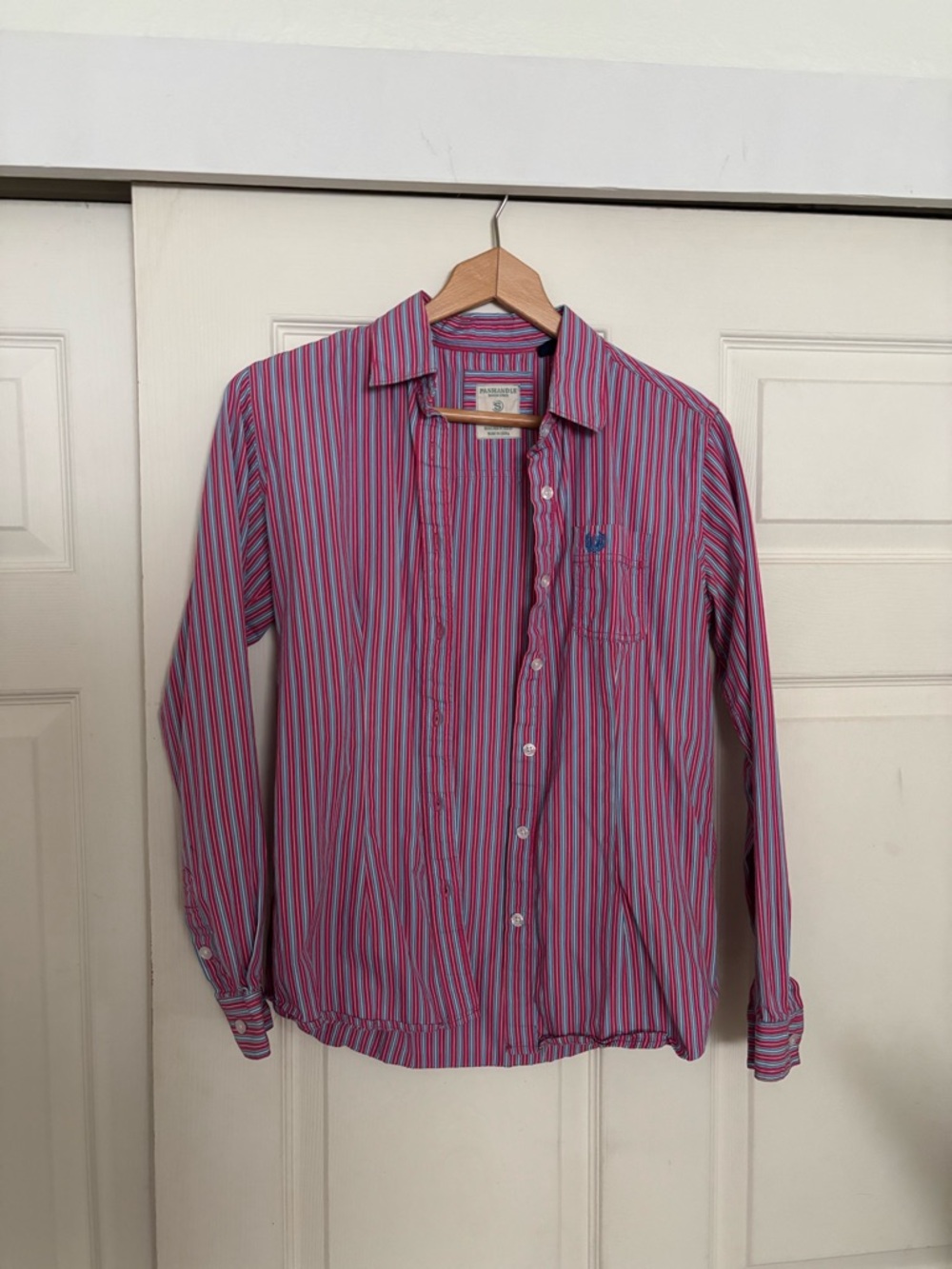 Striped Button-Up Blouse in Pink and Blue